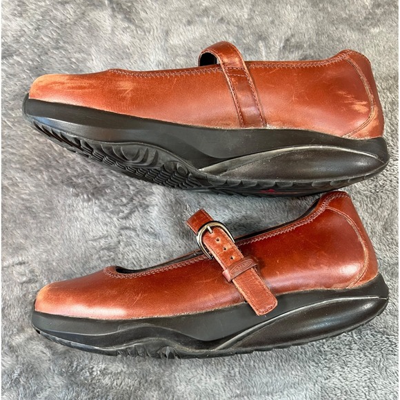 MBT Tunisha Shoes Womens 7.5 Brown Leather Mary Jane Comfort Rocker Bottom - Picture 1 of 8